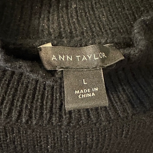 Ann Taylor Fair Isle White and Black Belted Sweater Dress Size L - Picture 7 of 9